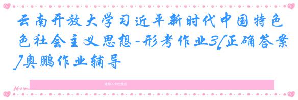 云南开放大学习近平新时代中国特色社会主义思想-形考作业3[正确答案]奥鹏作业辅导