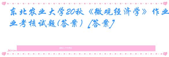 东北农业大学20秋《微观经济学》作业考核试题(答案）[答案]