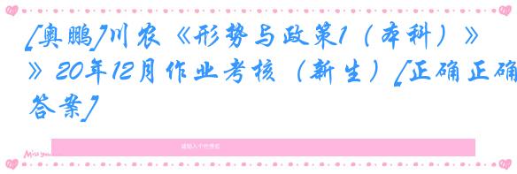 [奥鹏]川农《形势与政策1（本科）》20年12月作业考核（新生）[正确正确答案]